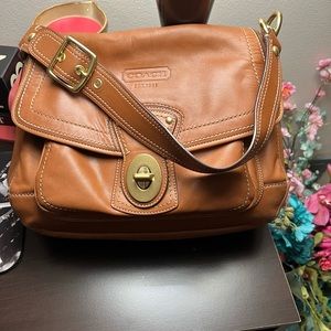 AUTHEN Coach Legacy Leather Flap Whiskey Brown Bag